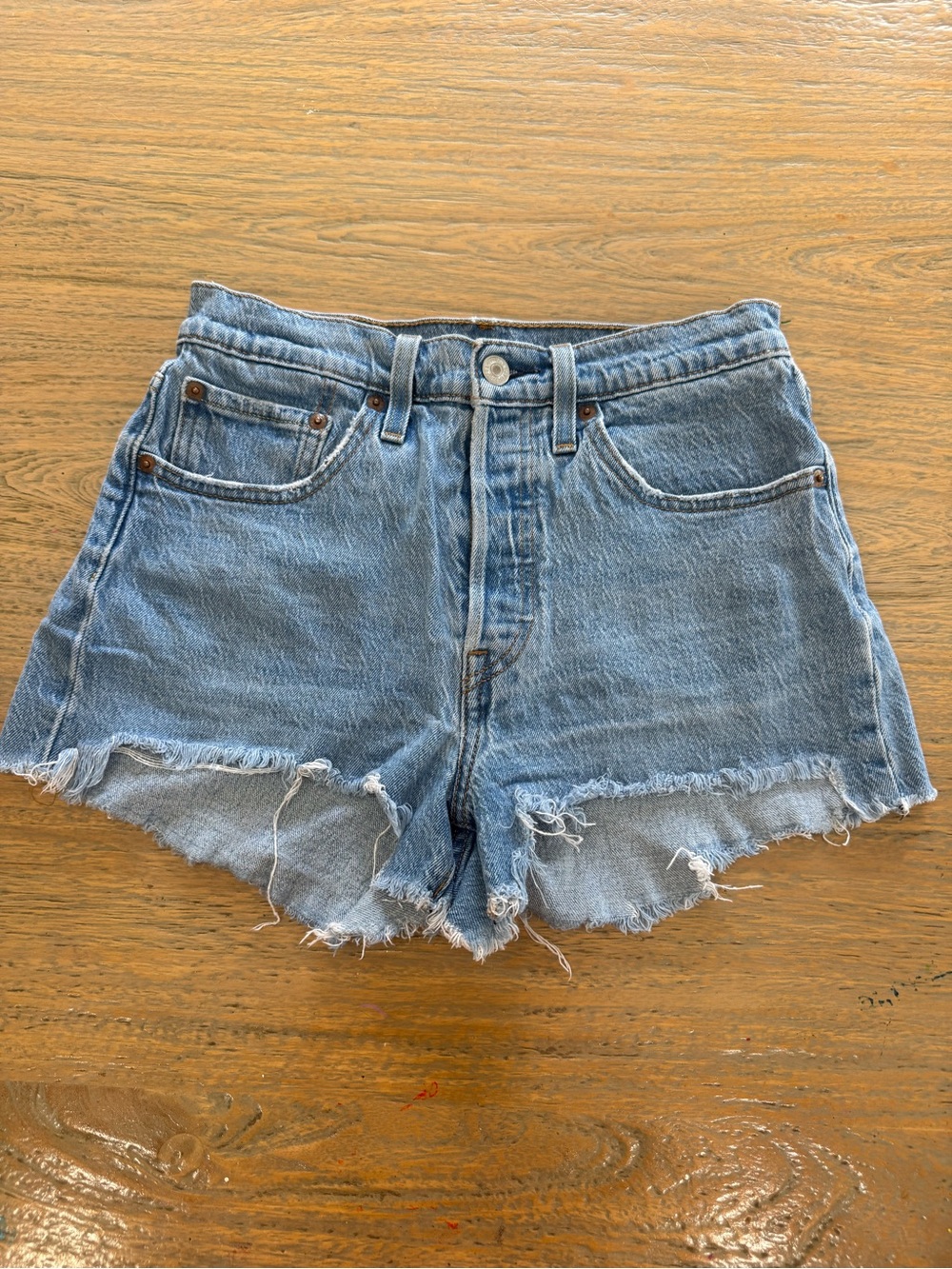 Levi's Light Blue High-Rise Frayed Hem Denim Shorts Daisy Dukes